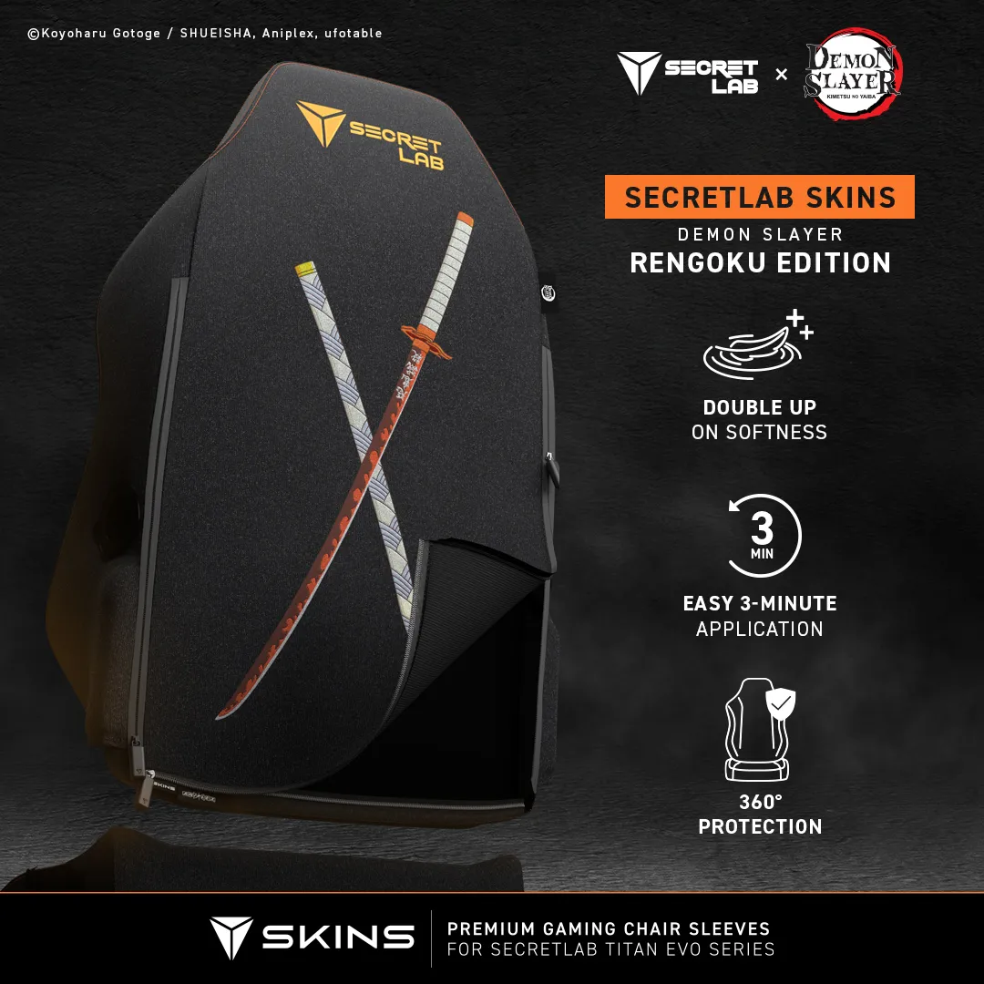 Rengoku and Shinobu Secretlab TITAN Evo chairs SKINS - Rengoku edition